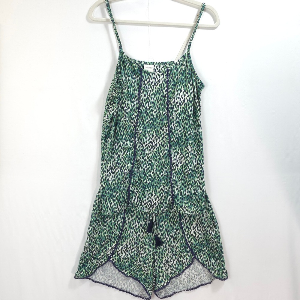 Soma Pajama Short Cami Set Leopard Print Green Women M Boho Loungewear Sleepwear